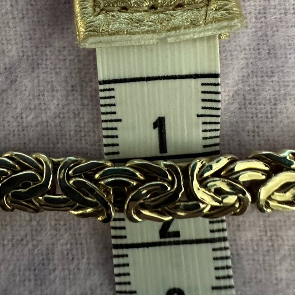 Solid 14Kt Gold Byzantine 7m wide 7 inches long bracelet. - Picture 4 of 9